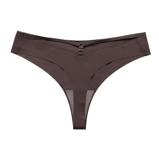 Panties Set Women Seamless Panties Sexy Low-Waist G-String Thong Ice Silk Underwear Hollow Out T-Back Solid Bandage Female Lingerie - MANDOTOS