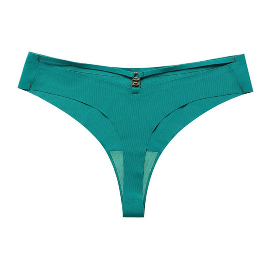 Panties Set Women Seamless Panties Sexy Low-Waist G-String Thong Ice Silk Underwear Hollow Out T-Back Solid Bandage Female Lingerie - MANDOTOS