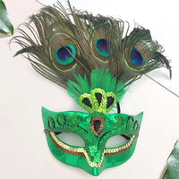 Peacock Feather Headpiece for Women's Halloween Masquerade, Mardi Gras, Carnival, Cosplay - MANDOTOS INTERNATIONAL