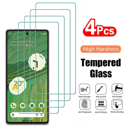 PixelGuard 4-Pack Tempered Glass Screen Protectors - 9H Impact Protection for Google Pixel 9, 8 Pro, 7, 6, 5, 4A, & More - MANDOTOS