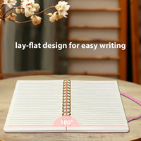 Pink Girls A5 Travel Leather Notebook Spiral Notebook with Pen Holder & Pen for Writing - MANDOTOS INTERNATIONAL