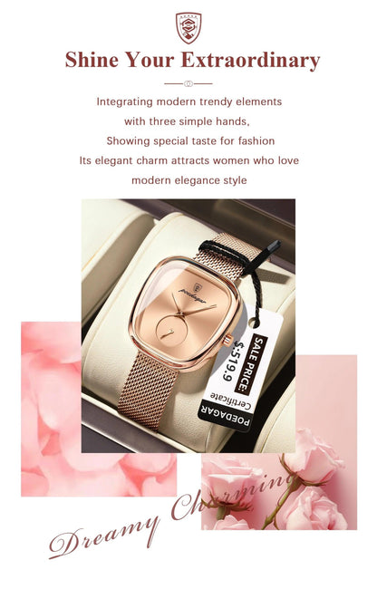 POEDAGAR Luxury Fashion Elegant Ladies Watch Waterproof Watch for Woman Mesh Stainless Steel Quartz Women's Watches Female Reloj - MANDOTOS