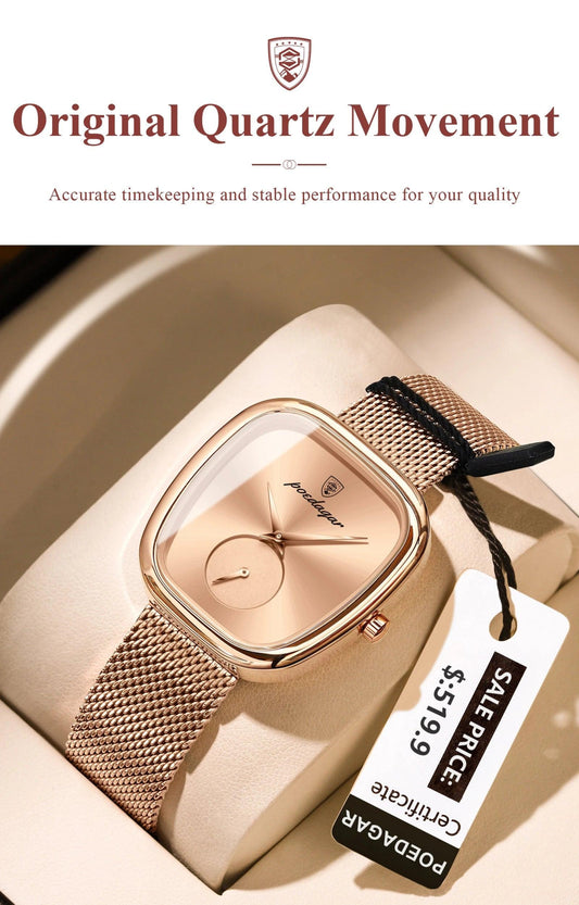 POEDAGAR Luxury Fashion Elegant Ladies Watch Waterproof Watch for Woman Mesh Stainless Steel Quartz Women's Watches Female Reloj - MANDOTOS