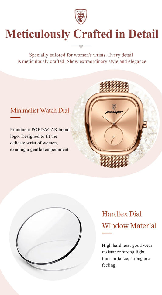 POEDAGAR Luxury Fashion Elegant Ladies Watch Waterproof Watch for Woman Mesh Stainless Steel Quartz Women's Watches Female Reloj - MANDOTOS