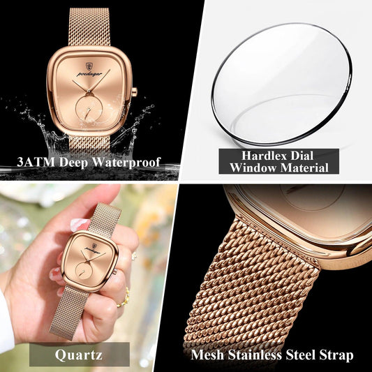 POEDAGAR Luxury Fashion Elegant Ladies Watch Waterproof Watch for Woman Mesh Stainless Steel Quartz Women's Watches Female Reloj - MANDOTOS