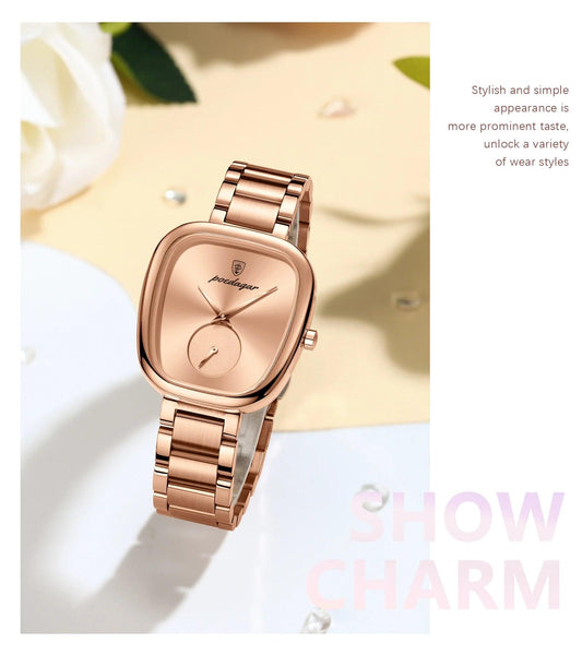 POEDAGAR Luxury Ladies Watch Stainless Steel Waterproof Quartz Watch for Woman High Quality Female Clock Elegant Women's Watches - MANDOTOS