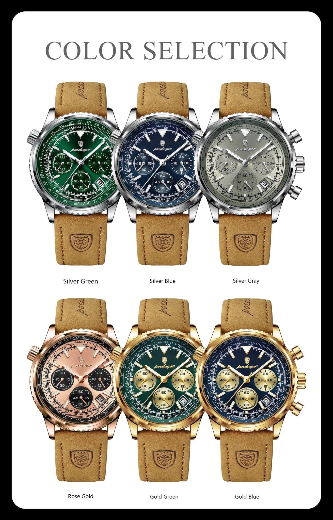 POEDAGAR Luxury Man Watch Quartz Waterproof Luminous Date Chronograph Leather Men Wristwatch Military Sports Men's Watches Reloj - MANDOTOS