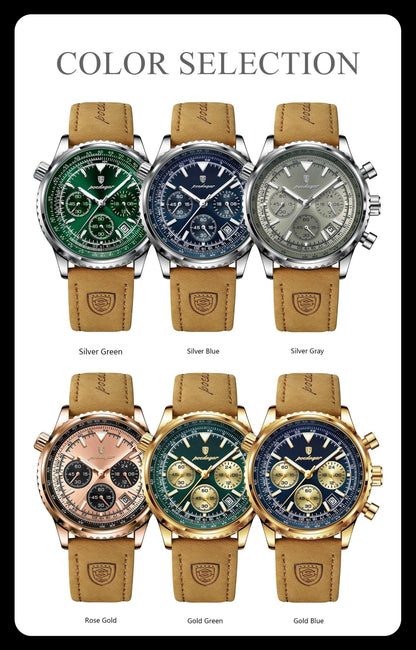 POEDAGAR Luxury Man Watch Quartz Waterproof Luminous Date Chronograph Leather Men Wristwatch Military Sports Men's Watches Reloj - MANDOTOS