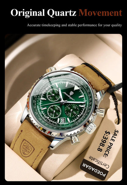 POEDAGAR Luxury Man Watch Quartz Waterproof Luminous Date Chronograph Leather Men Wristwatch Military Sports Men's Watches Reloj - MANDOTOS