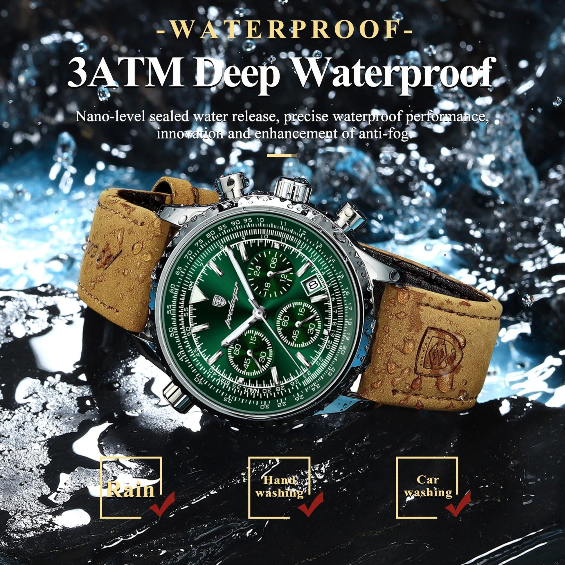 POEDAGAR Luxury Man Watch Quartz Waterproof Luminous Date Chronograph Leather Men Wristwatch Military Sports Men's Watches Reloj - MANDOTOS
