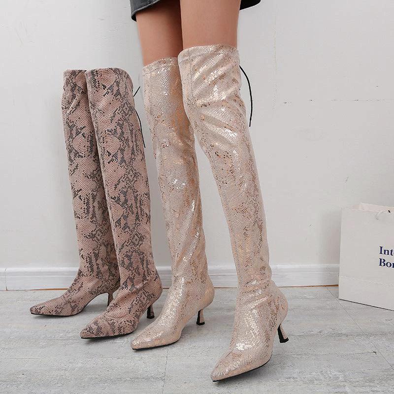 Pointed Over The Knee High Top Fashion Boots - MANDOTOS