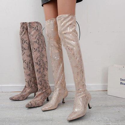 Pointed Over The Knee High Top Fashion Boots - MANDOTOS