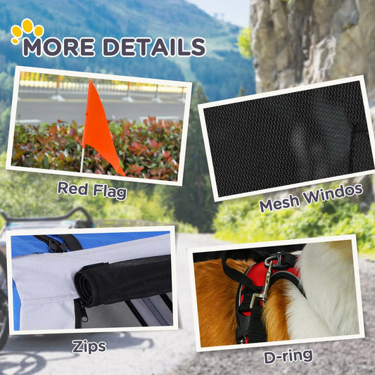 Pooch Pedal Cart - All Terrain Dog Trailer with Mesh Ventilation - MANDOTOS