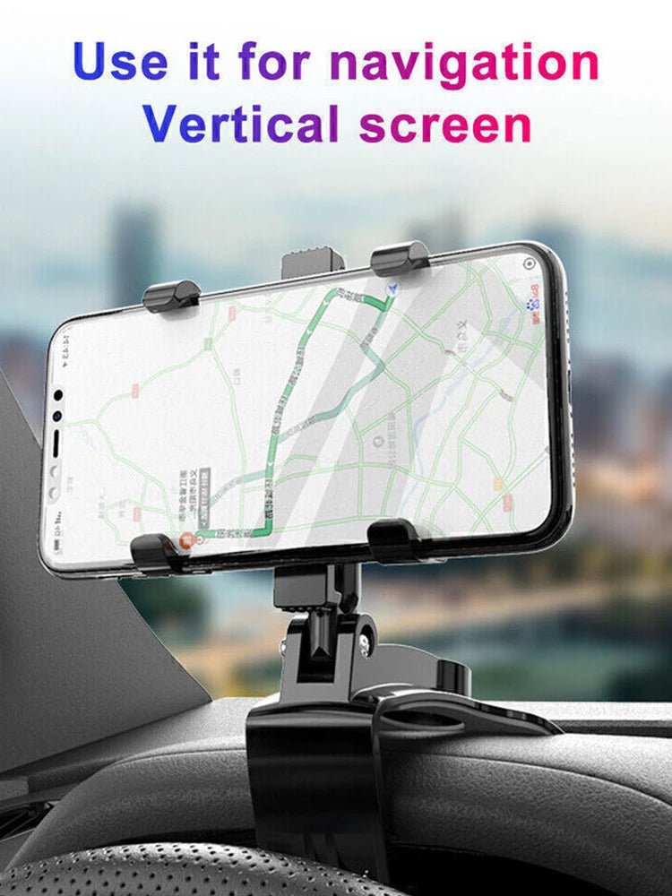 Portable Car Holder Rotatable Multifunction Dashboard/Rearview Mirror/Sun Visor Mount for iPhone Samsung Xiaomi Redmi Huawei - MANDOTOS INTERNATIONAL