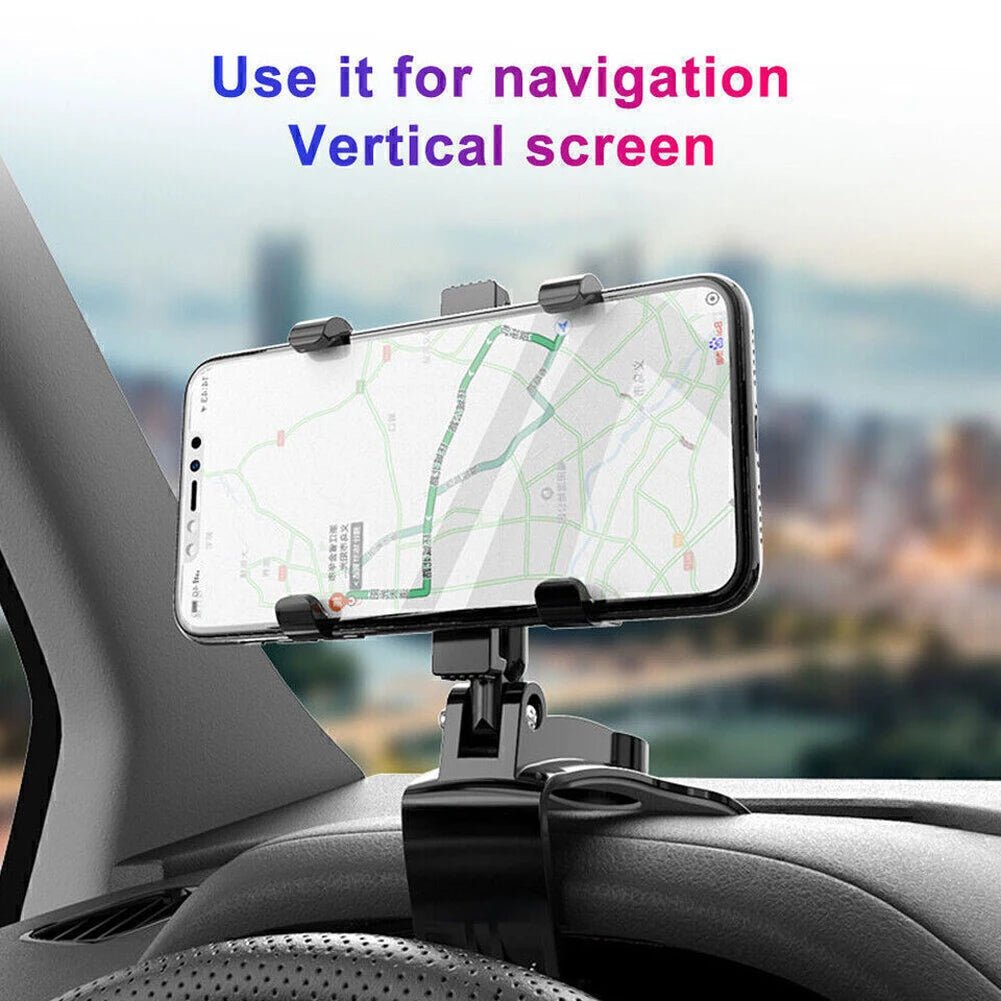 Portable Car Holder Rotatable Multifunction Dashboard/Rearview Mirror/Sun Visor Mount for iPhone Samsung Xiaomi Redmi Huawei - MANDOTOS INTERNATIONAL