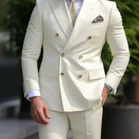 Premium Brown Men's Bespoke Double Breasted Slim Fit Formal Suit Set - MANDOTOS INTERNATIONAL