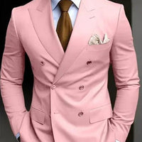 Premium Brown Men's Bespoke Double Breasted Slim Fit Formal Suit Set - MANDOTOS INTERNATIONAL