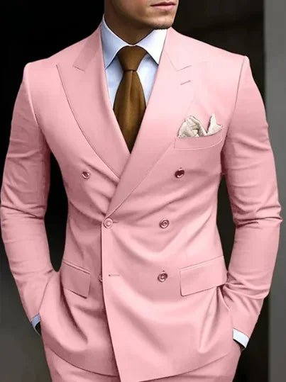 Premium Brown Men's Bespoke Double Breasted Slim Fit Formal Suit Set - MANDOTOS INTERNATIONAL