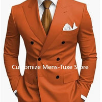Premium Brown Men's Bespoke Double Breasted Slim Fit Formal Suit Set - MANDOTOS INTERNATIONAL