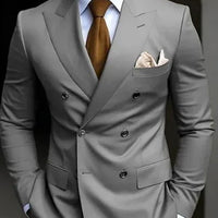 Premium Brown Men's Bespoke Double Breasted Slim Fit Formal Suit Set - MANDOTOS INTERNATIONAL