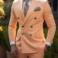 Premium Brown Men's Bespoke Double Breasted Slim Fit Formal Suit Set - MANDOTOS INTERNATIONAL