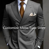 Premium Brown Men's Bespoke Double Breasted Slim Fit Formal Suit Set - MANDOTOS INTERNATIONAL