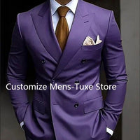 Premium Brown Men's Bespoke Double Breasted Slim Fit Formal Suit Set - MANDOTOS INTERNATIONAL