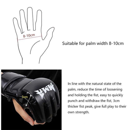 Professional Boxing Training Gloves Half Finger Leather Cushion for Adult Sanda Boxing UFC Training Sandbag Knuckles - MANDOTOS