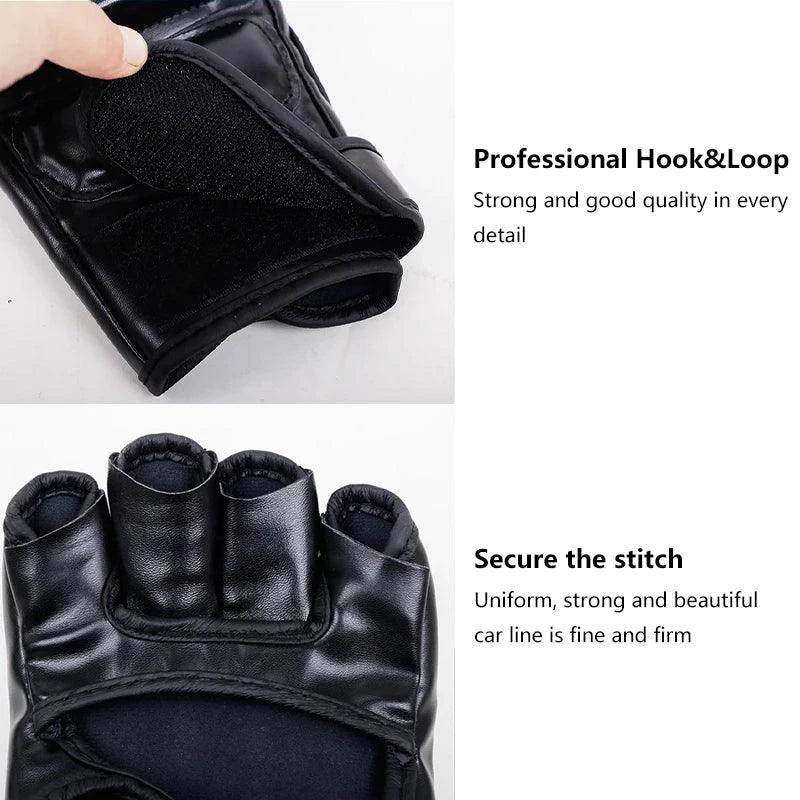 Professional Boxing Training Gloves Half Finger Leather Cushion for Adult Sanda Boxing UFC Training Sandbag Knuckles - MANDOTOS