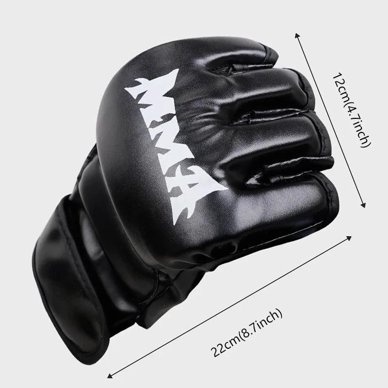 Professional Boxing Training Gloves Half Finger Leather Cushion for Adult Sanda Boxing UFC Training Sandbag Knuckles - MANDOTOS