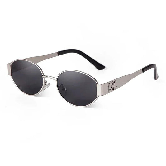 Retro Metal Frame Pilot Oval Sunglasses Women Men Brand Designer Vintage Round Sun Glasses Luxury 90s Green Lens Shades Male UV - MANDOTOS