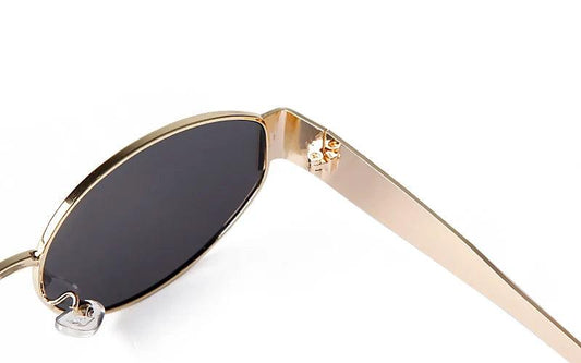 Retro Metal Frame Pilot Oval Sunglasses Women Men Brand Designer Vintage Round Sun Glasses Luxury 90s Green Lens Shades Male UV - MANDOTOS