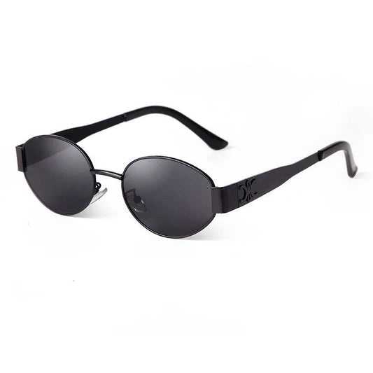 Retro Metal Frame Pilot Oval Sunglasses Women Men Brand Designer Vintage Round Sun Glasses Luxury 90s Green Lens Shades Male UV - MANDOTOS