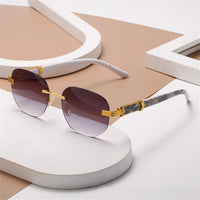 Retro Square Hip Hop Sunglasses Gold Rimless Shades - Men Women Fashion - MANDOTOS INTERNATIONAL
