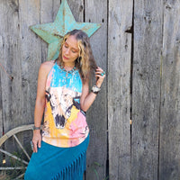 Baha Ranch Bull Skull Retro Pop Western Tank Top