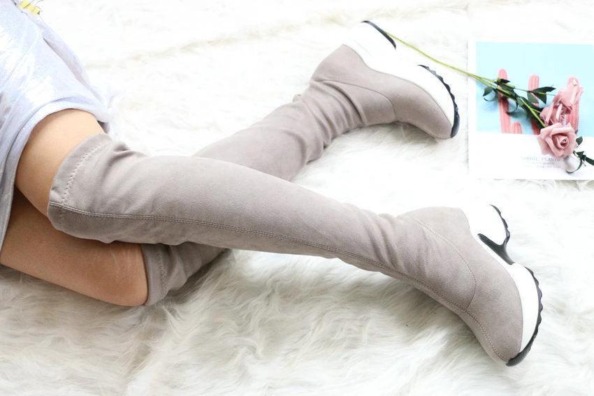 Round toe sports high heel over knee boots - MANDOTOS