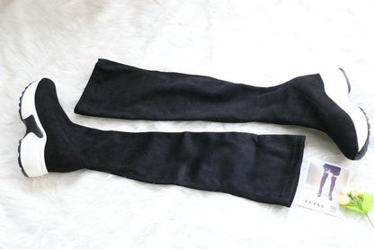 Round toe sports high heel over knee boots - MANDOTOS