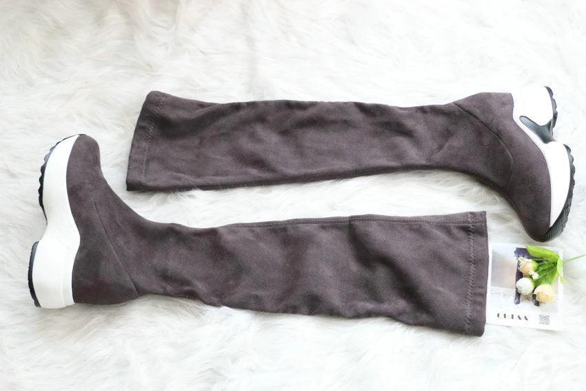 Round toe sports high heel over knee boots - MANDOTOS