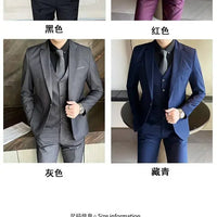 S-9XL New (Blazer+Vest+Pants) Men's Fashion Business Gentleman Professional Formal Dress Korean Version Banquet Dress Suit 6XL - MANDOTOS INTERNATIONAL