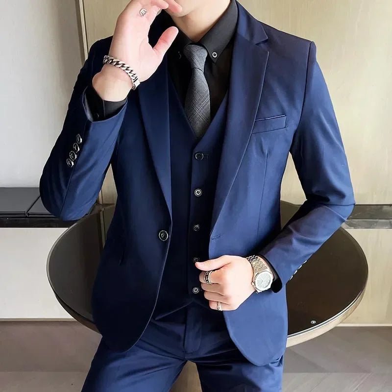 S-9XL New (Blazer+Vest+Pants) Men's Fashion Business Gentleman Professional Formal Dress Korean Version Banquet Dress Suit 6XL - MANDOTOS INTERNATIONAL