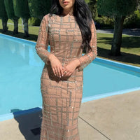 Sahara Embellished Silver Beaded Modest Long Sleeve Dresses
