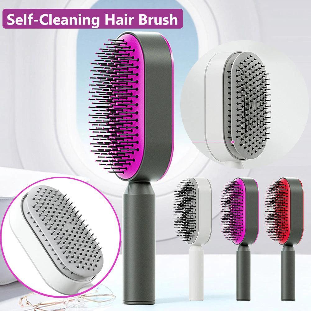 Self-Cleaning Hair Brush with Scalp Massage - One-Click Cleaning - MANDOTOS