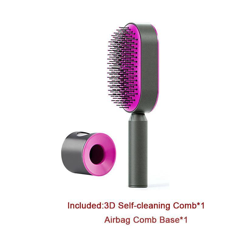 Self-Cleaning Hair Brush with Scalp Massage - One-Click Cleaning - MANDOTOS