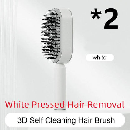 Self-Cleaning Hair Brush with Scalp Massage - One-Click Cleaning - MANDOTOS