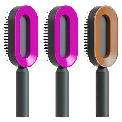 "Self Cleaning Hair Brush For Women One-key Cleaning Hair Loss Airbag Massage Scalp Comb Anti-Static Hairbrush - MANDOTOS"