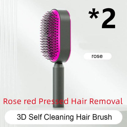 Self-Cleaning Hair Brush with Scalp Massage - One-Click Cleaning - MANDOTOS
