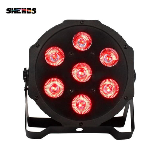 SHEHDS HOT LED Flat Par 7X18W/7X12W RGBWA+UV/RGBW Light Family Birthday Party Theater Wedding Christmas Lights - MANDOTOS