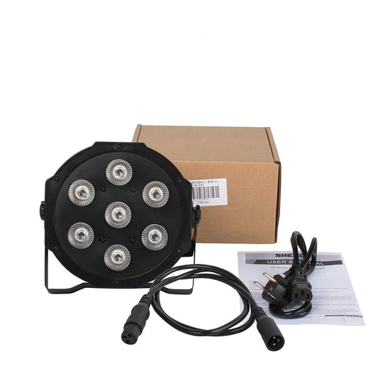 SHEHDS HOT LED Flat Par 7X18W/7X12W RGBWA+UV/RGBW Light Family Birthday Party Theater Wedding Christmas Lights - MANDOTOS