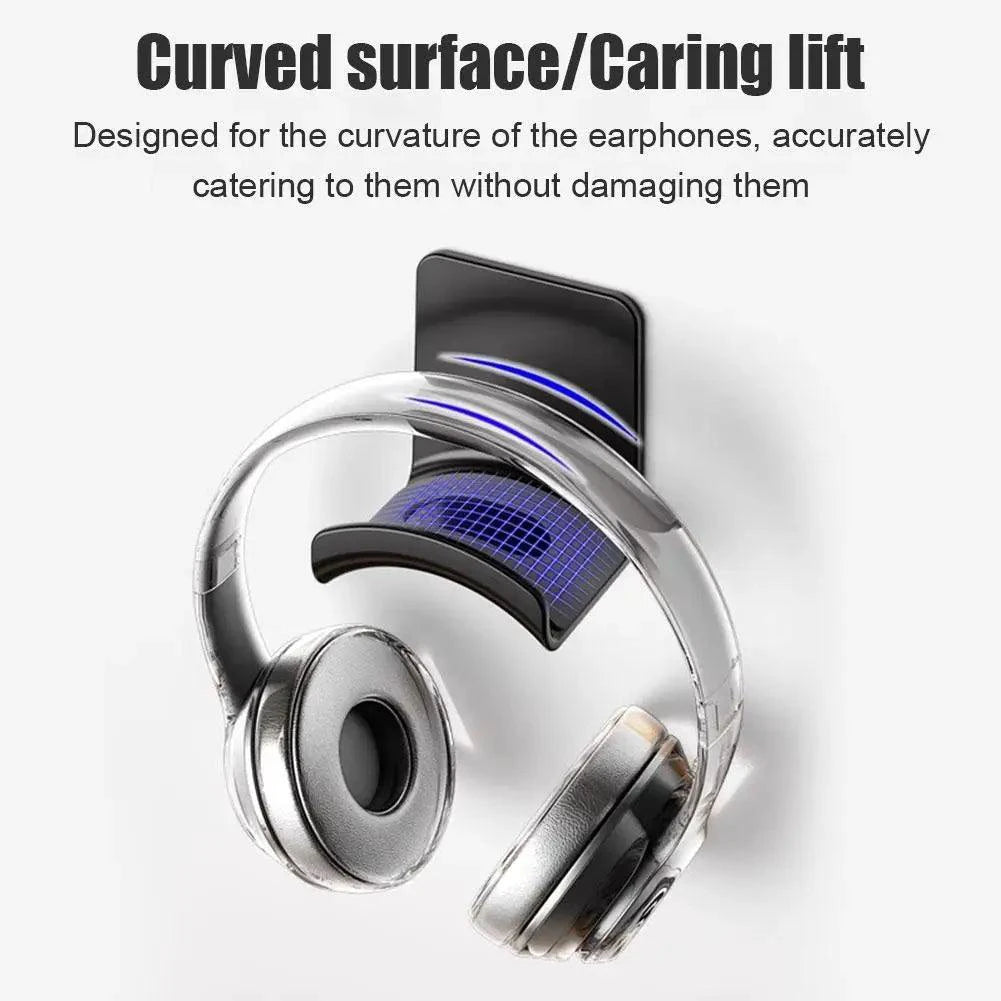 Universal Headphone Stand Adhensive Plastic Wall Mount Hanger Under Desk Headset Rack Holder Support For Gaming Earphone Bracket - MANDOTOS