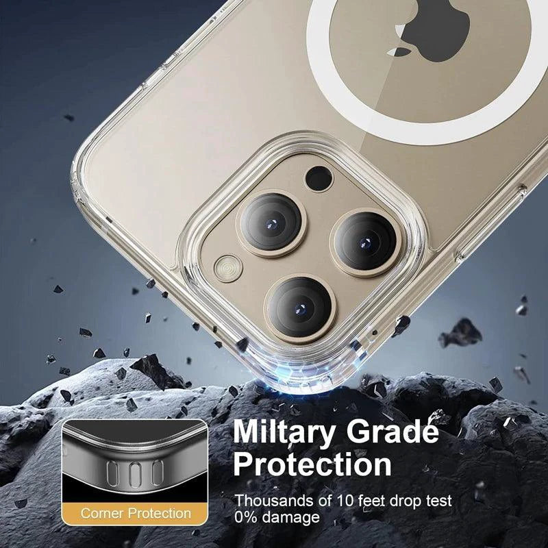MagSafe Compatible Magnetic Clear Case for iPhone 16/15/14/13/12/11 Pro Max Plus - Wireless Charging Ready - MANDOTOS